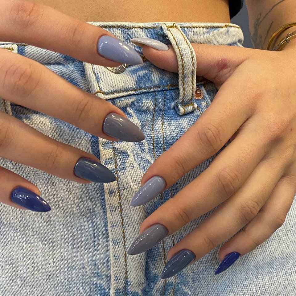 Embrace Neutrals with 35 Grey Nail Designs for 2024 29 Grey and Blue Nails