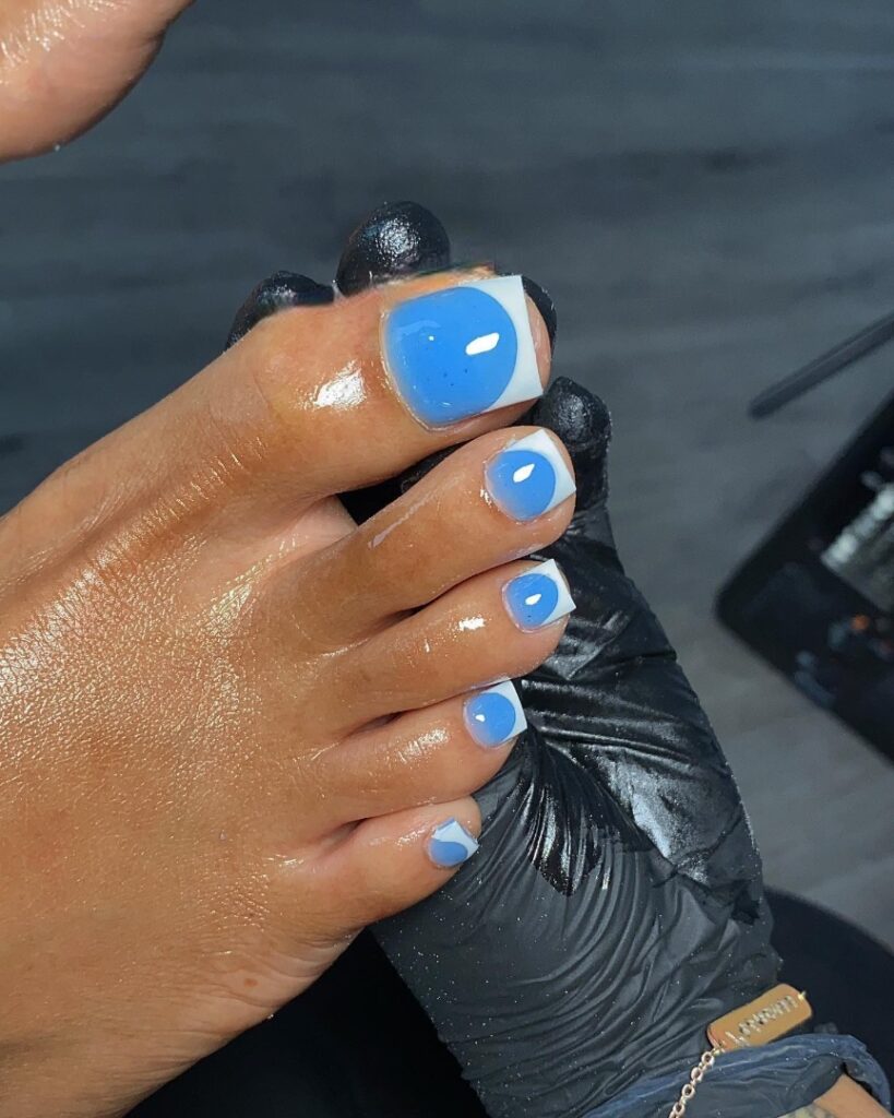 Indulge in 30 Baby Blue Toenail Pedicure Ideas for 2024 15 Baby Blue Pedicure With French White Tips