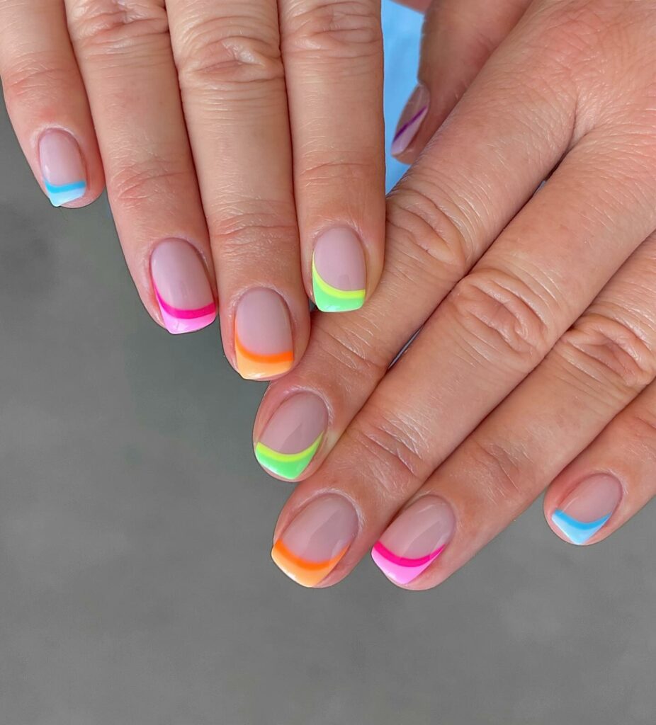 22 Latest Colorful French Tip Nail Ideas To Try In 2024! 32 Colorful Side French Nail