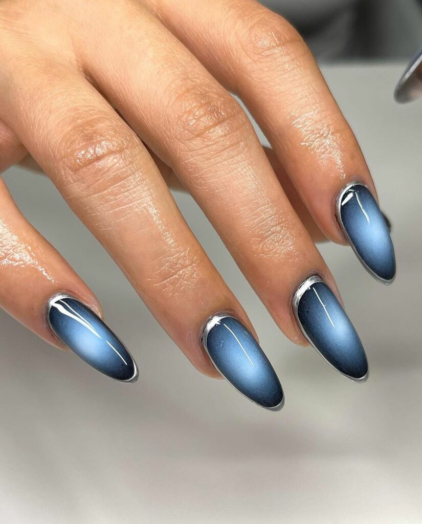 30 Latest Aura Nails Ideas To Try In 2024! 33 Black And Teal Aura Nails