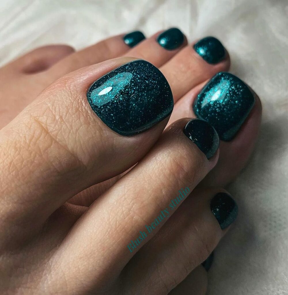 40 Latest Dark Green Pedicure Ideas To Try In 2024! 29 Velvet Dark Green Pedicure
