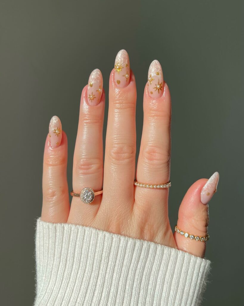 22 Latest Engagement Nail Designs To Try In 2024! 20 Engagement Nail With Gold Designs