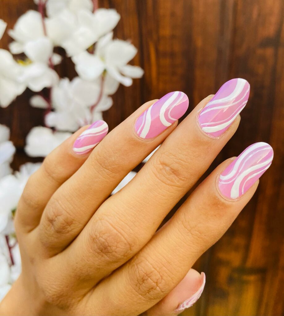 Discover 35 Lovely Lilac Nail Designs to Try in 2024 12 Lilac & White Stripes