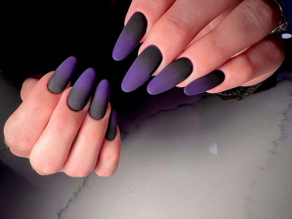 22 Latest Black And Purple Nail Ideas to Try in 2024! 22 Black And Purple Matte Nail