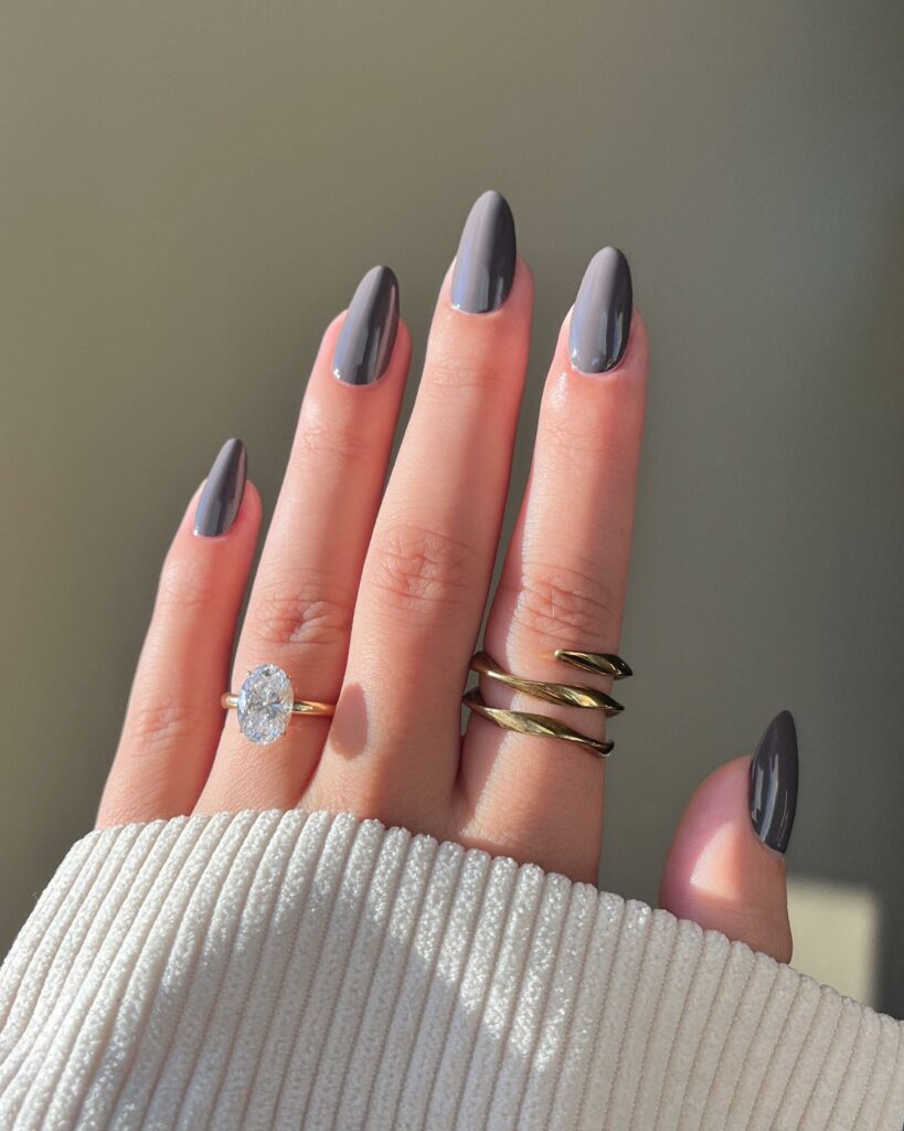40 Latest Trendy Nail Ideas To Try In 2024! 30 Grey Almond Trendy Nails