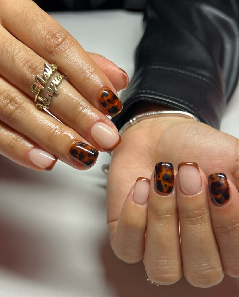 Experiment with 30 Short Square Nail Designs in 2024 40 French Tortoiseshell Inspired Nails