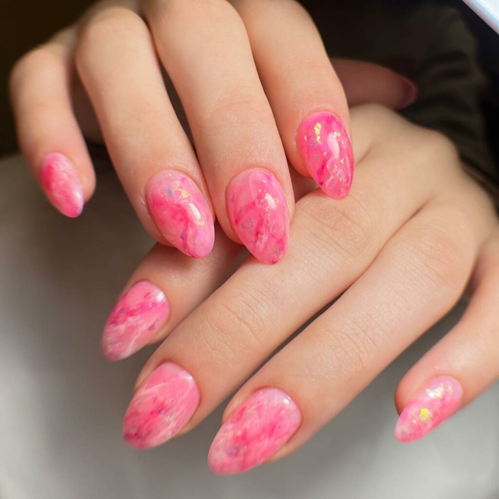 Discover 35 Pink Marble Nail Designs of 2024 26 Water Marble Effect