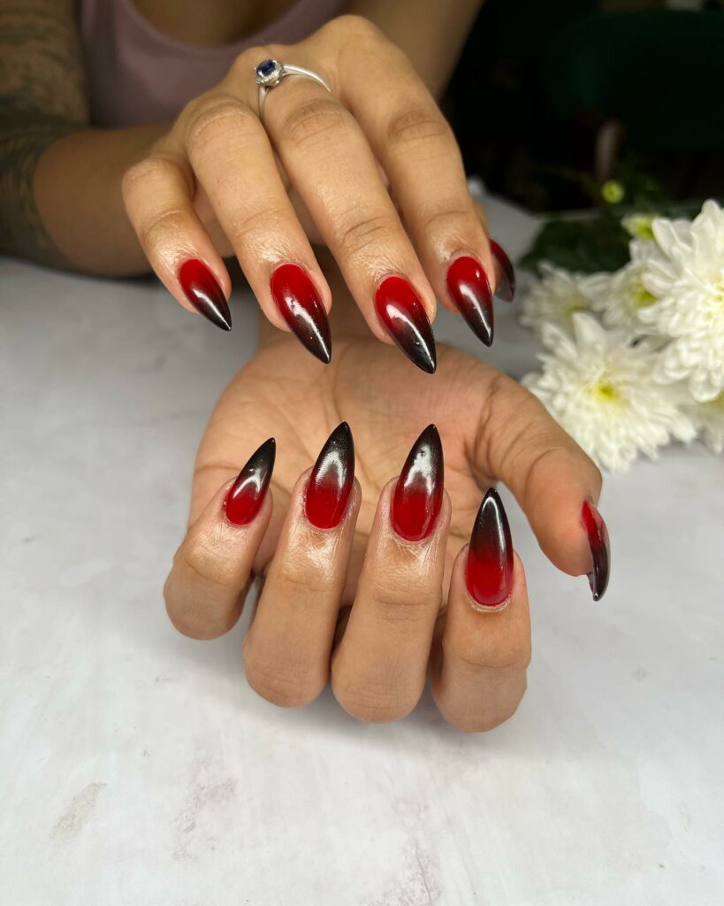 15 Latest Red Ombre Nail Designs To Try In 2024! 23 Edgy Red and Black Ombre