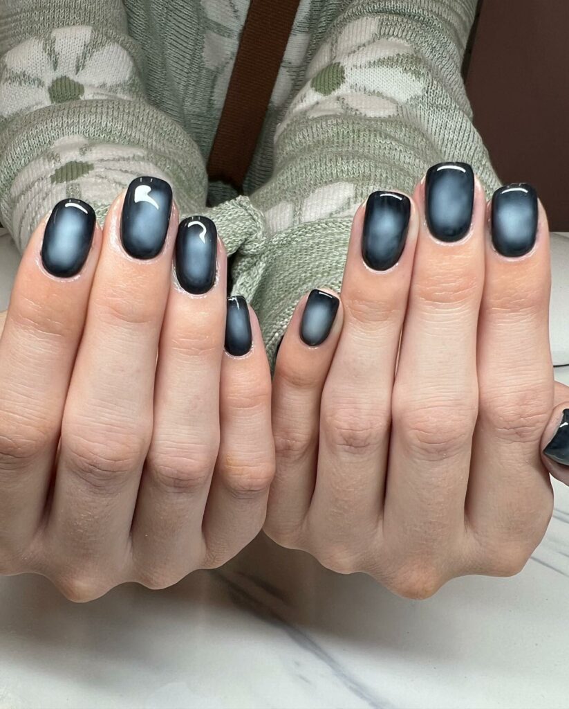 Experiment with 30 Short Square Nail Designs in 2024 41 Dark Aura Mani