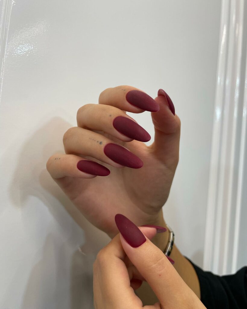 20 Latest Red Matte Nail Ideas To Try In 2024! 26 Dark Red Matte Almond Nails
