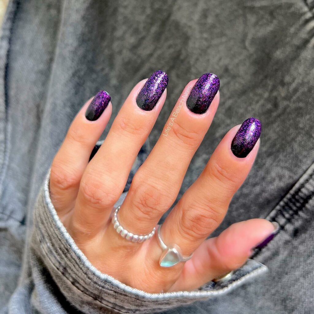 19 Latest Black Glitter Nail Designs To Try In 2024! 28 Black Nails With Pink Glitter