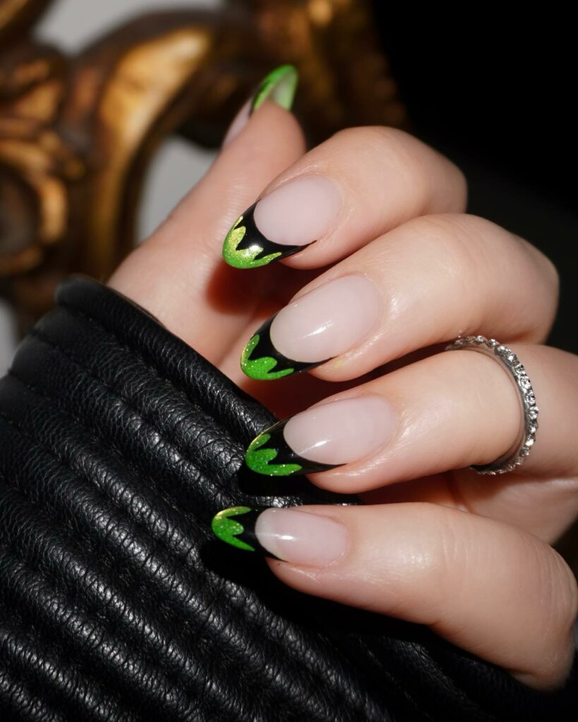 Get Edgy with 30 Green And Black Nail Designs in 2024 18 Lime Green And Black French Nails