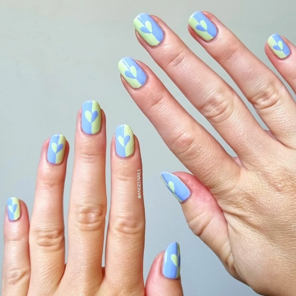 20 Latest Short Spring Nail Designs To Try In 2024! 27 Symmetrical Hearts Design Short Spring Nails