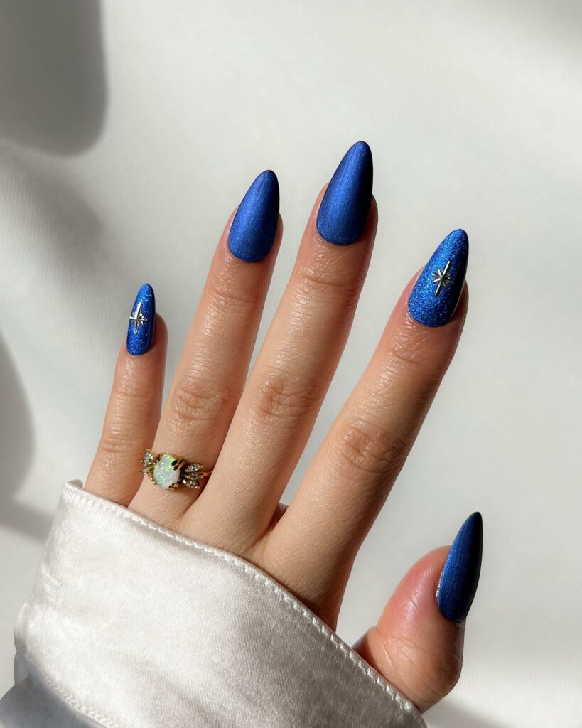 21 Latest Matte Blue Nail Ideas For 2024! 18