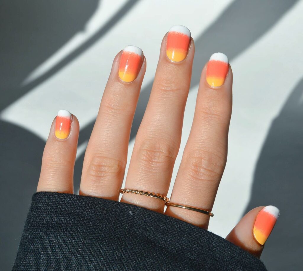 20 Latest Candy Corn Nail Design To Try In 2024! 18 Candy Corn Short Round Nails