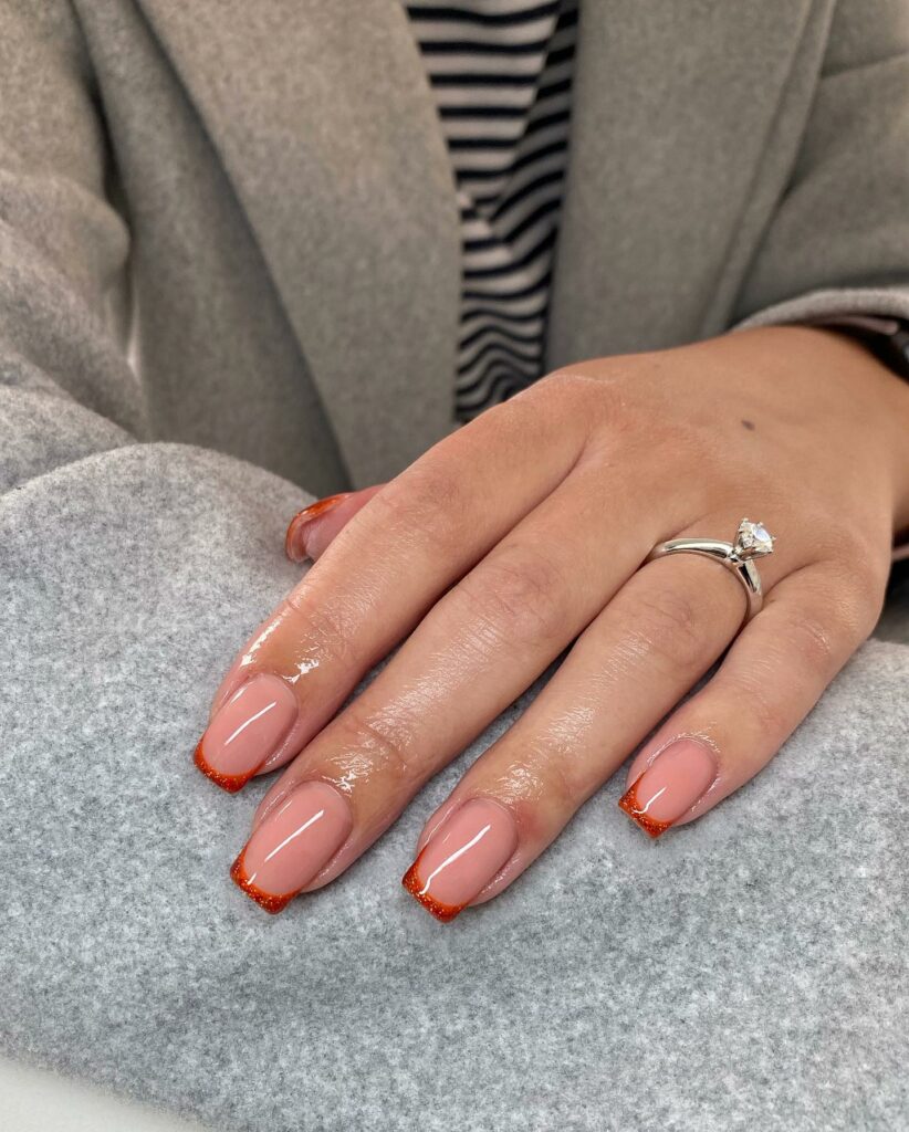 Bring Sunshine with 20 Orange French Tip Nail Designs in 2024 30 Glittery French Orange Tip Nails