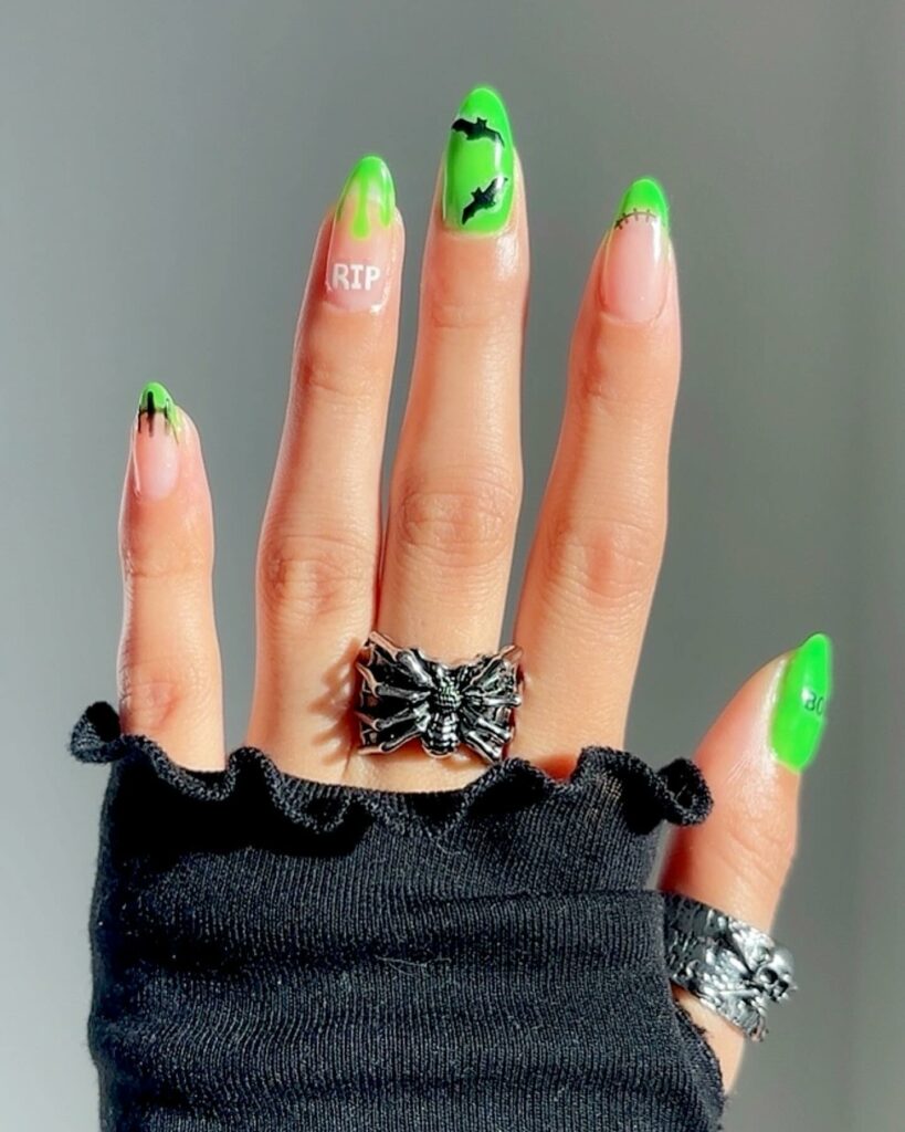 Get Edgy with 30 Green And Black Nail Designs in 2024 37 Halloween-Inspired Green And Black Nails