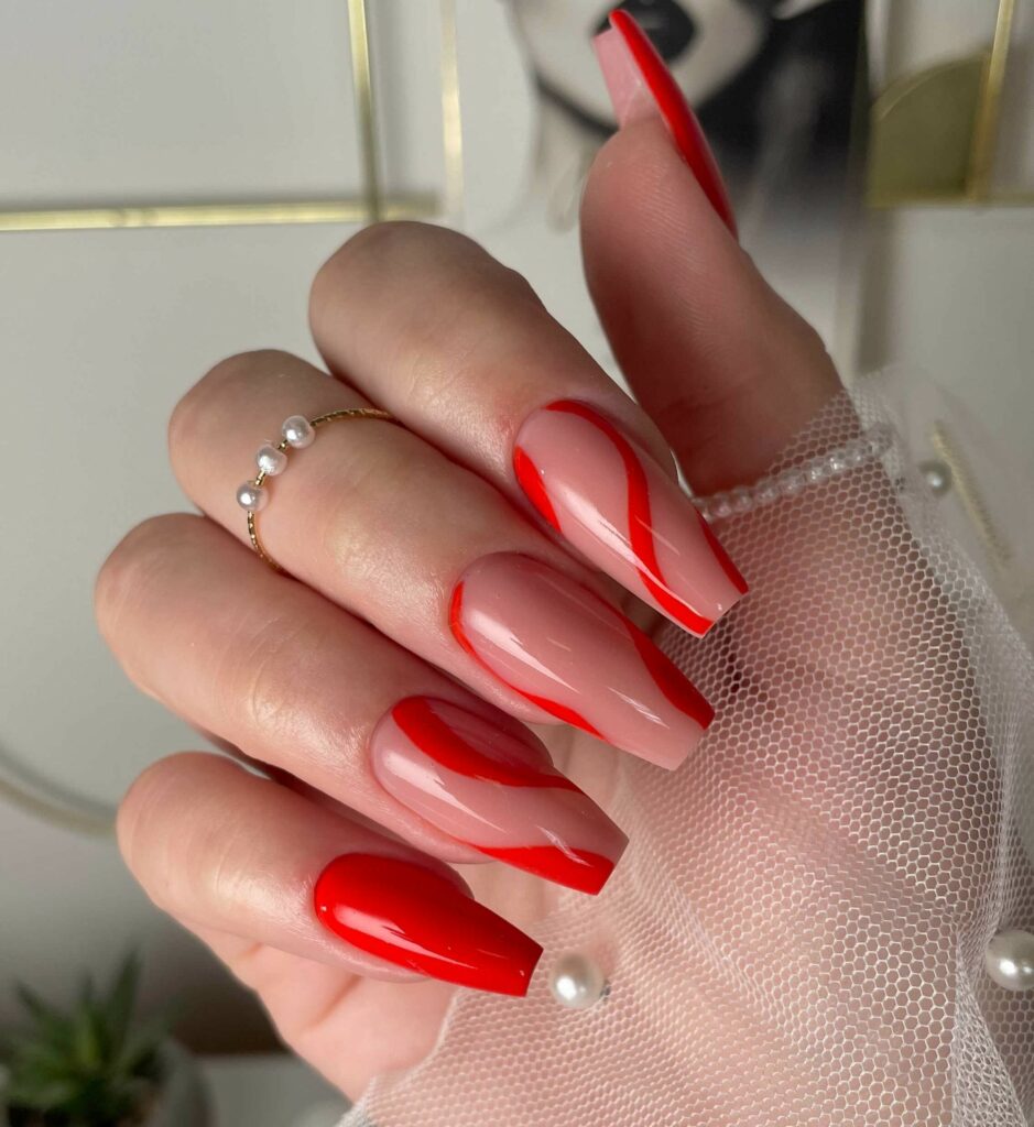 Go Bold with 40 Red Coffin Nail Designs in 2024 24 Negative Red Coffin Nail