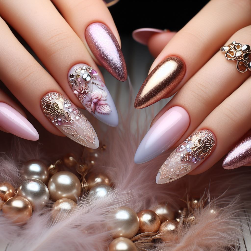 Discover 35 Pink Marble Nail Designs of 2024 35 Pink Marble Nude Rose Gold Matte Press On Nails