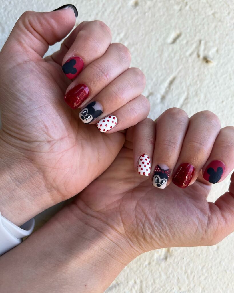 Embrace Childhood with 30 Minnie Mouse Nail Designs in 2024 35 Minnie And Mickey Mouse Red Nails