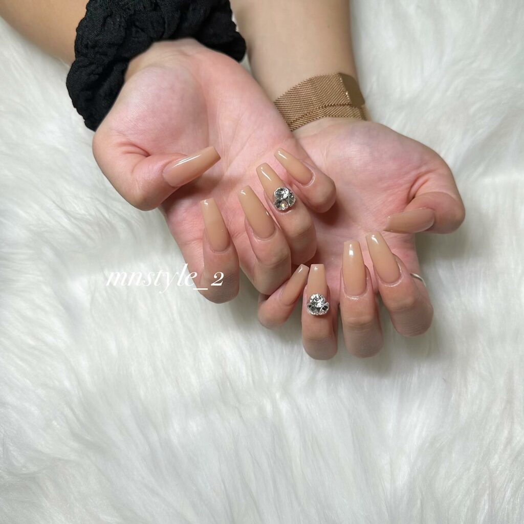 Find Your Style with 28 Beige Nail Designs of 2024 27 Pretty Gemstones with Neutral Beige Nails