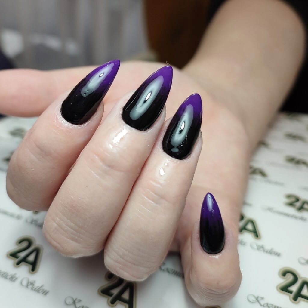 22 Latest Black And Purple Nail Ideas to Try in 2024! 33 Purple French Tips On Black Base Nails