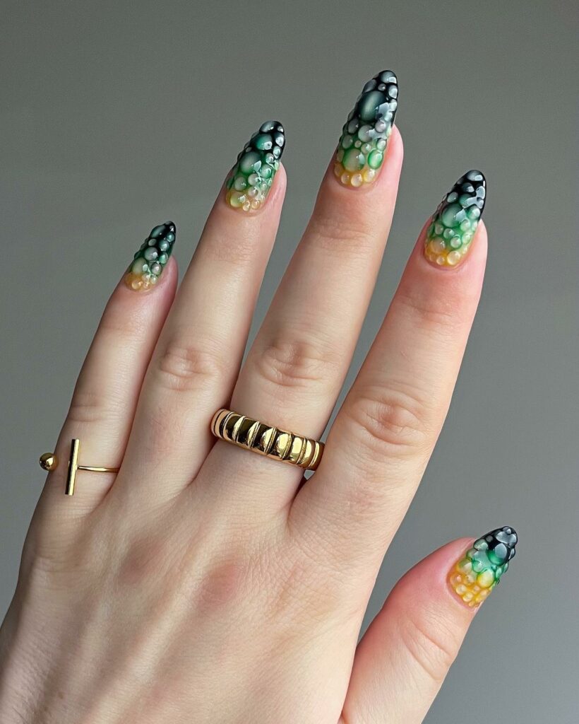 Get Edgy with 30 Green And Black Nail Designs in 2024 20 Green And Black Nails With 3D Design