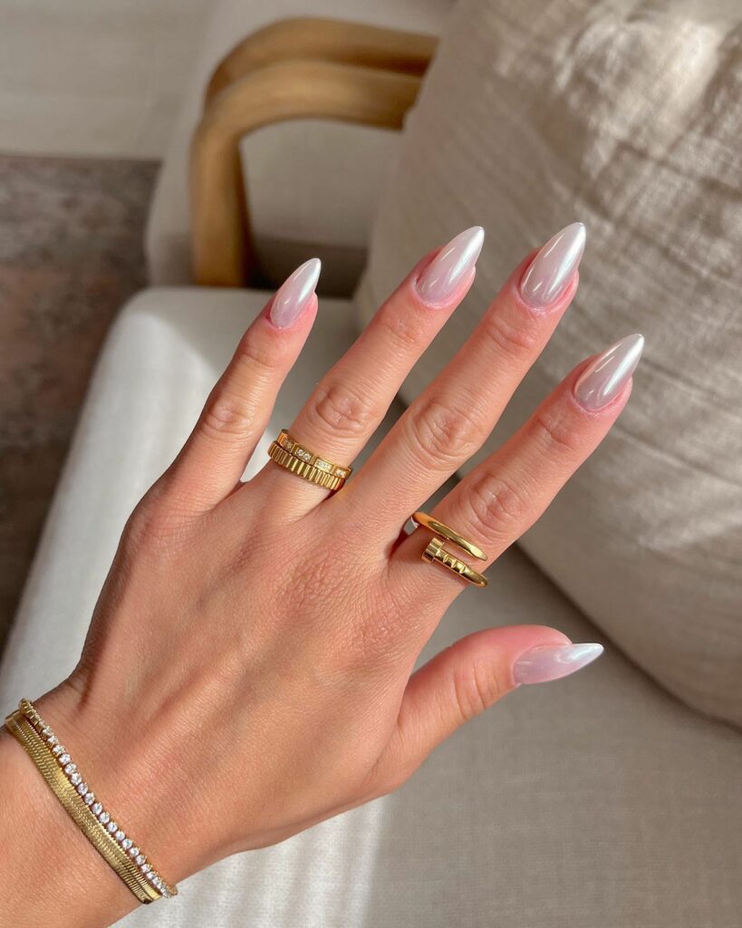 Glow with 20 Pearl White Nail Designs in 2024 11 White Pearl Stiletto Nails