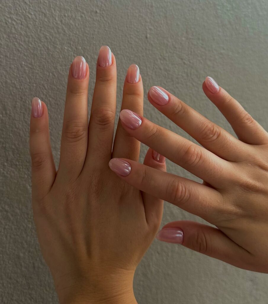 30 Latest Short Rounded Nail Ideas To Try In 2024! 35 Short Round Nude Chrome Nails