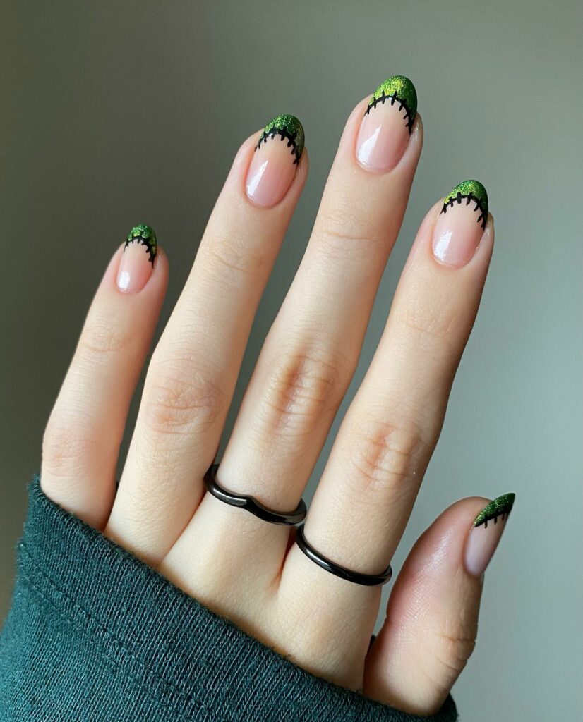 30 Latest Green Chrome Nail Ideas To Try in 2024! 23 Metallic Green French Nails