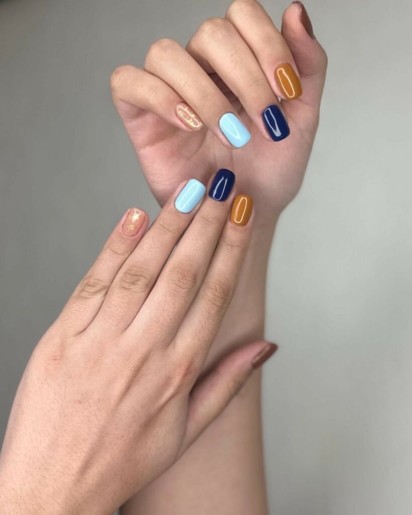 20 Latest Orange And Blue Nail Ideas To Try In 2024! 32 Orange And Blue Short Nails