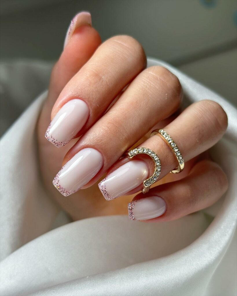 Attend in Style with 25 Wedding Guest Nail Designs in 2024 15 Sparkling White French Wedding Guest Nails