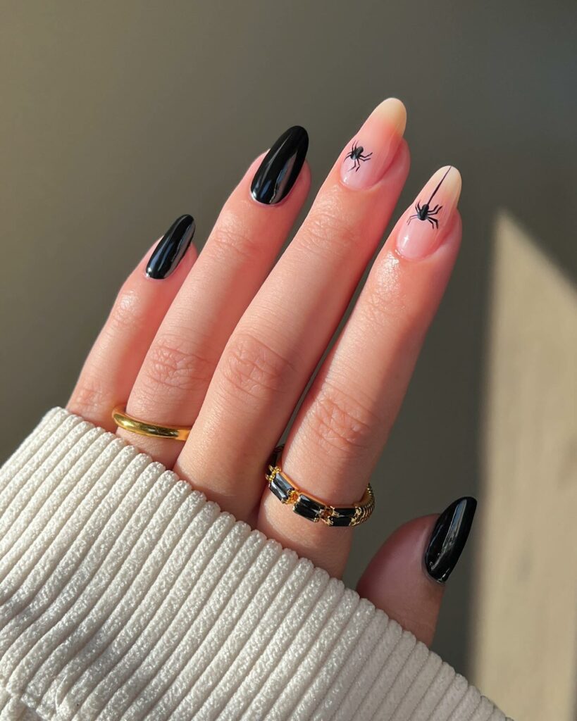 40 Latest Trendy Nail Ideas To Try In 2024! 28 Black Trendy Nails With Spider Design