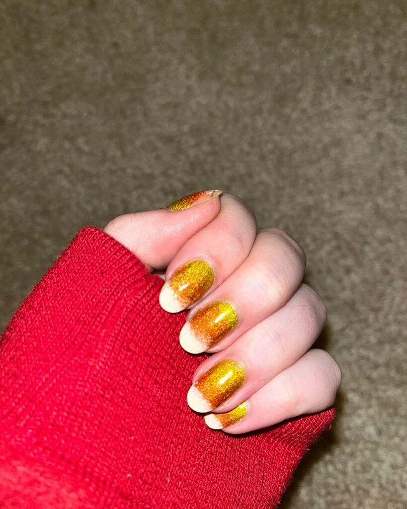 20 Latest Candy Corn Nail Design To Try In 2024! 20 Glittery Candy Corn Nails