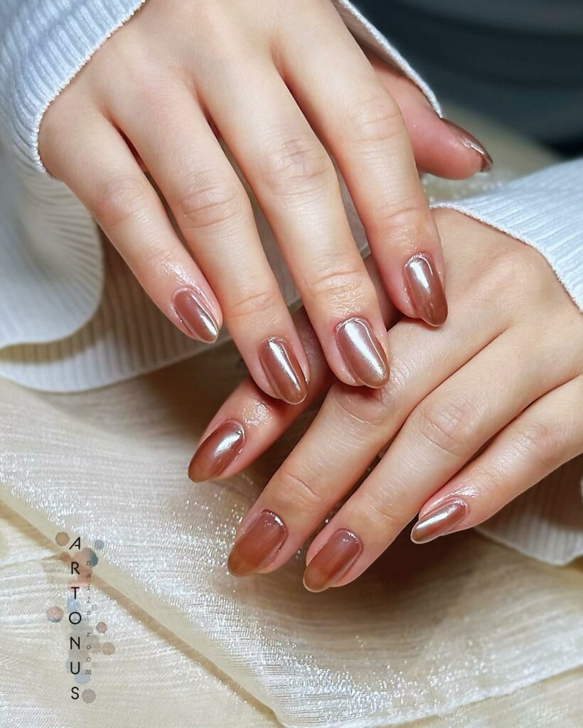 20 Latest Chocolate Glazed Donut Nail Ideas To Try In 2024! 26 Chocolate Glazed Short Round Nails