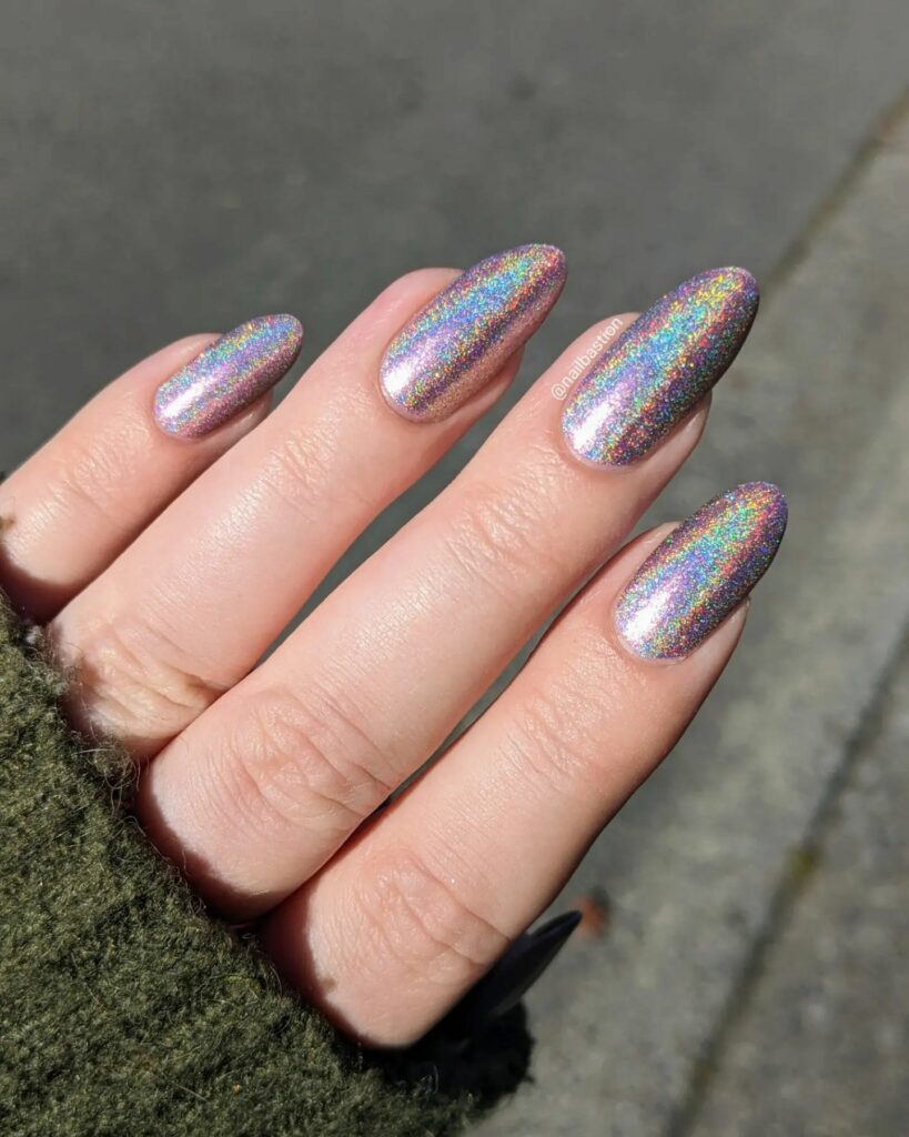 Shimmer with 30 Holographic Nail Designs in 2024 21 Almond Holographic Nail