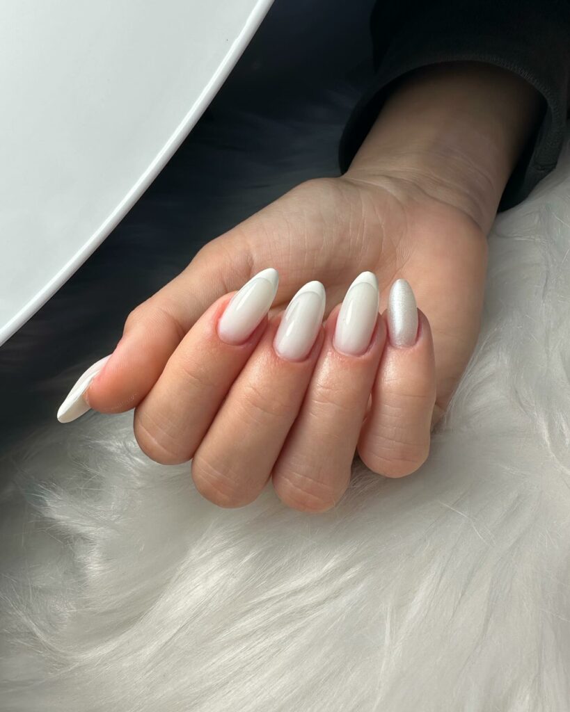 44 Latest White Nail Ideas To Try In 2024! 21 White Almond-Shaped French Nails