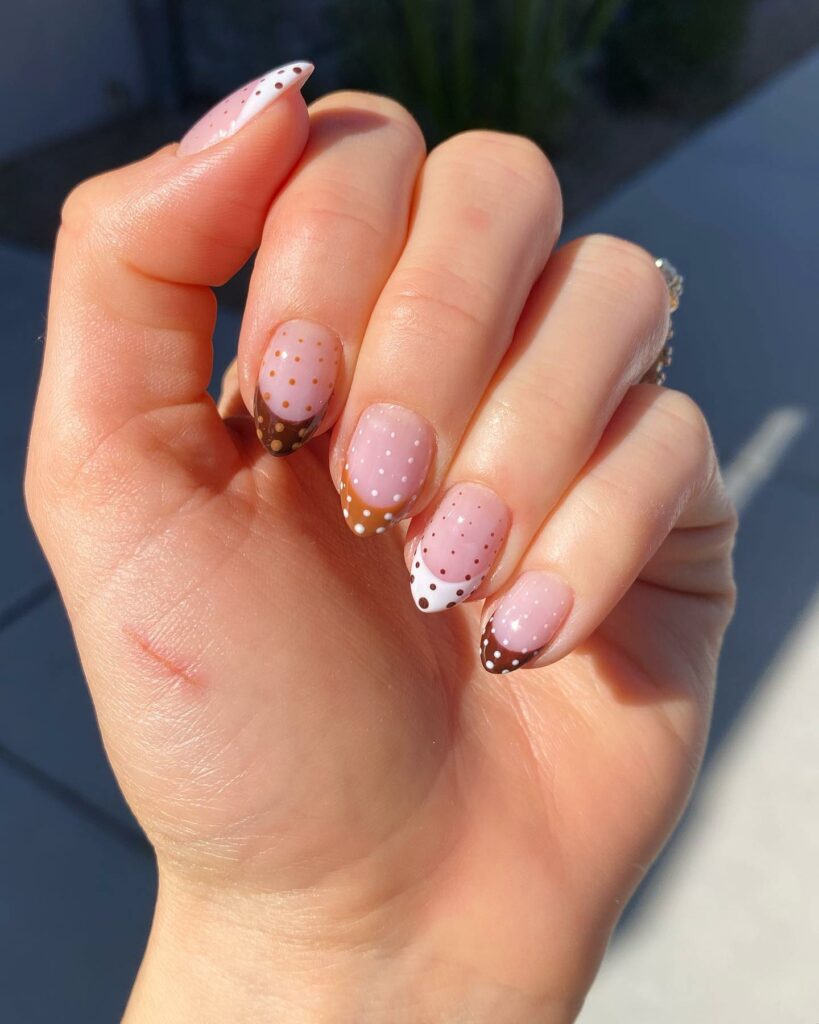 40 Latest Brown French Tip Nail Ideas To Try in 2024! 15 Dotted Brown French Nail