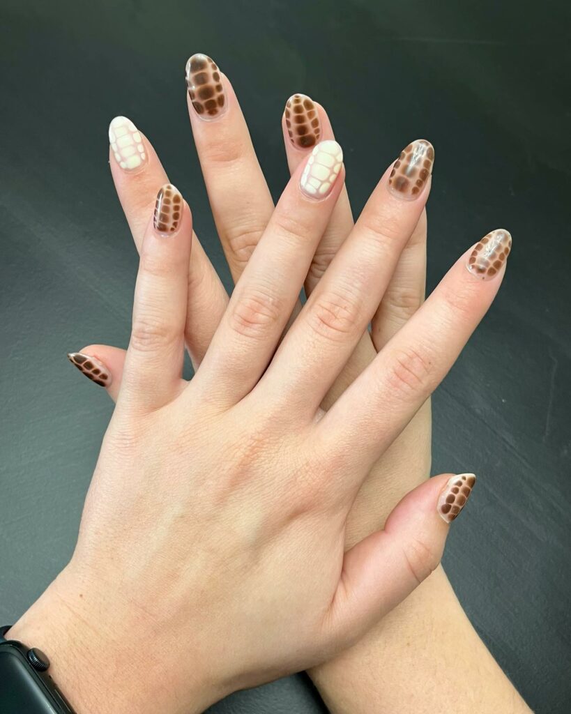 30 Latest Snake Nail Designs To Try In 2024! 32 Brown Snake Skin Accent Nails