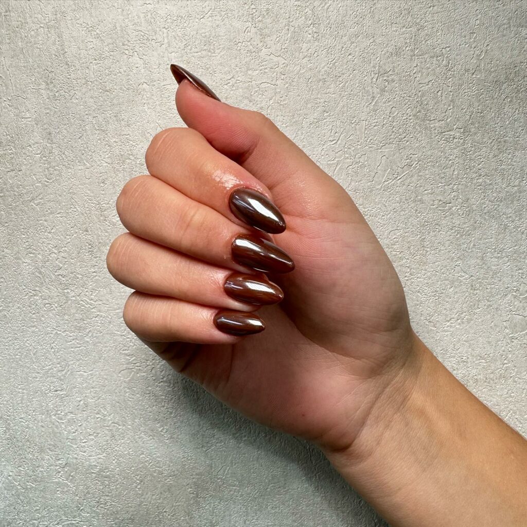 20 Latest Chocolate Glazed Donut Nail Ideas To Try In 2024! 10 Chocolate Glaze On Huge Nails