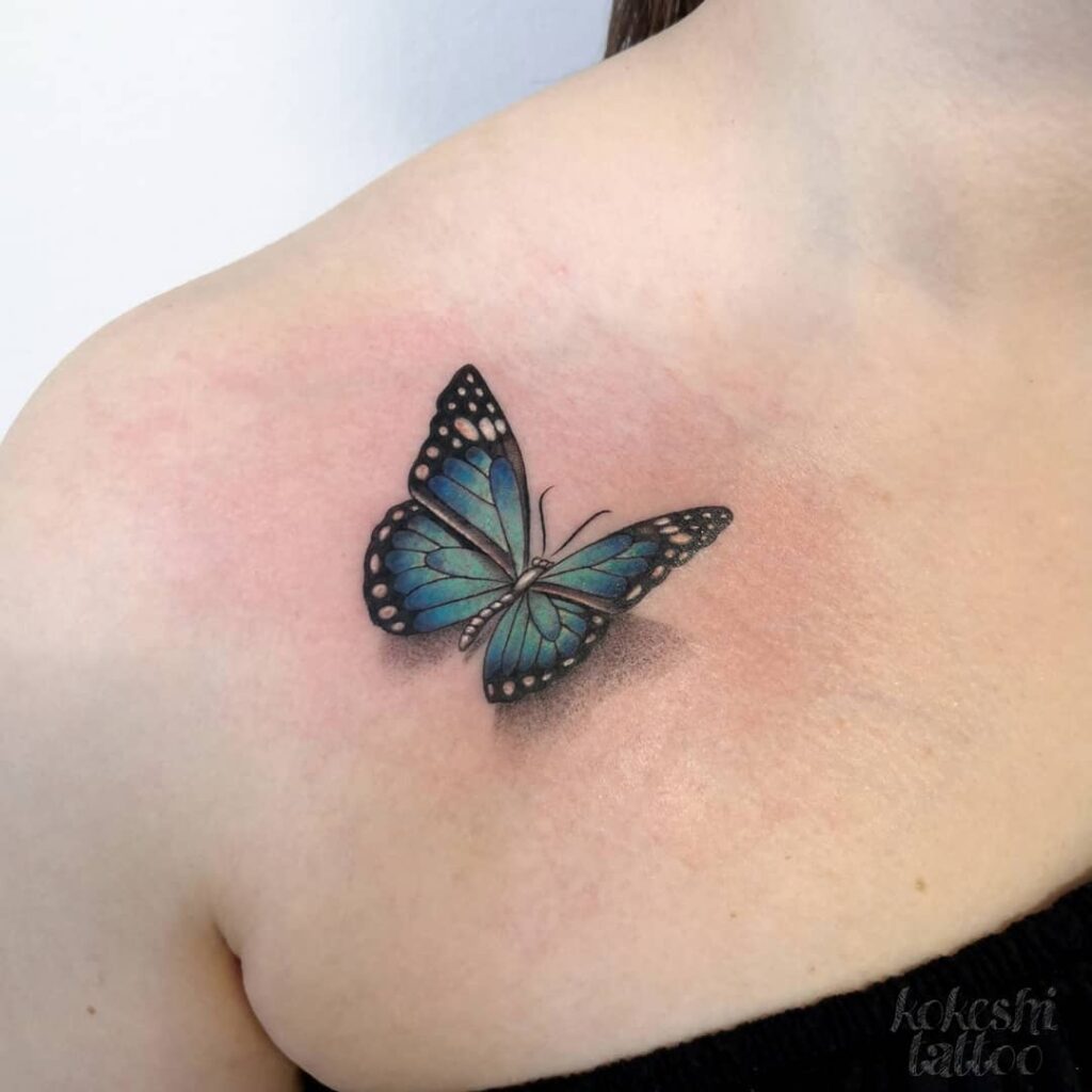 12+ Blue Butterfly Tattoo Ideas To Inspire You! 17 3D Black And Blue Butterfly Tattoo