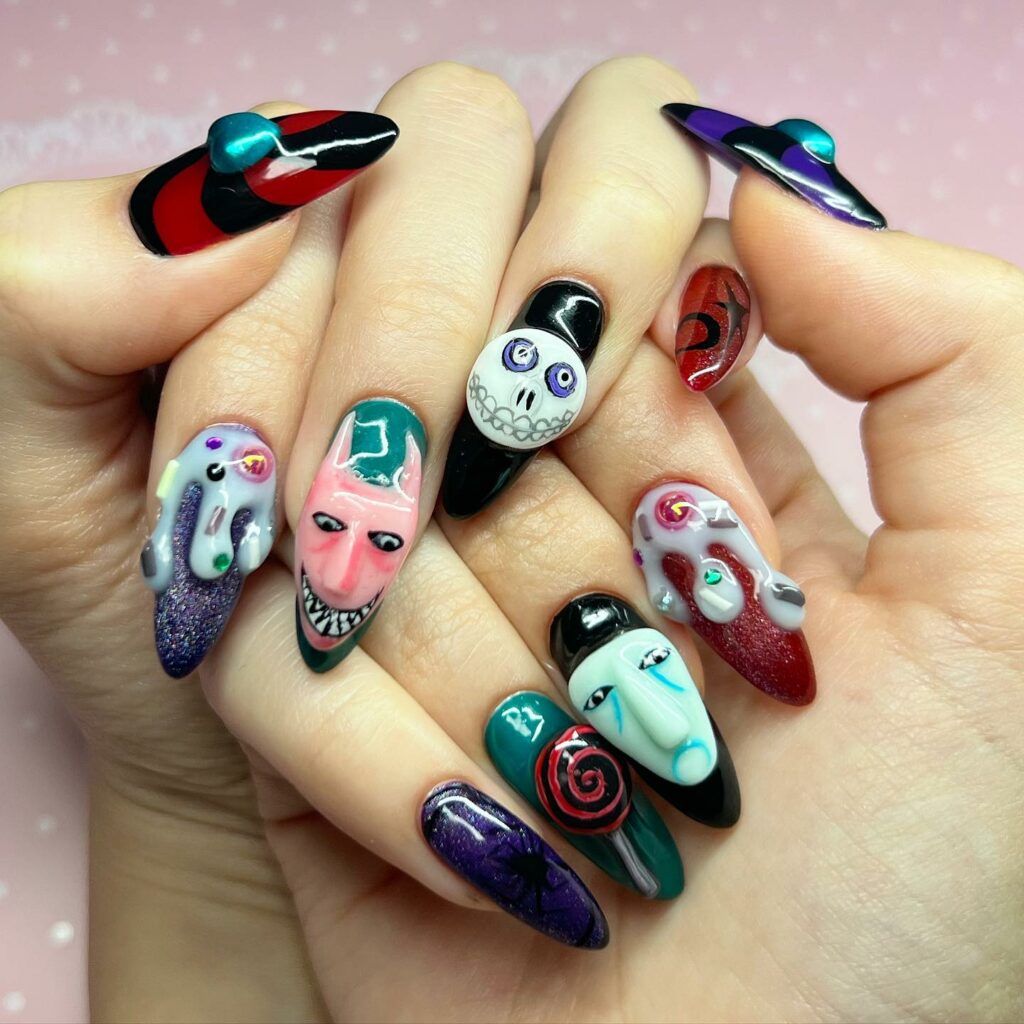 30 Latest Nightmare Before Christmas Nails Ideas! 23 3D Classic Nightmare Before Christmas Nails
