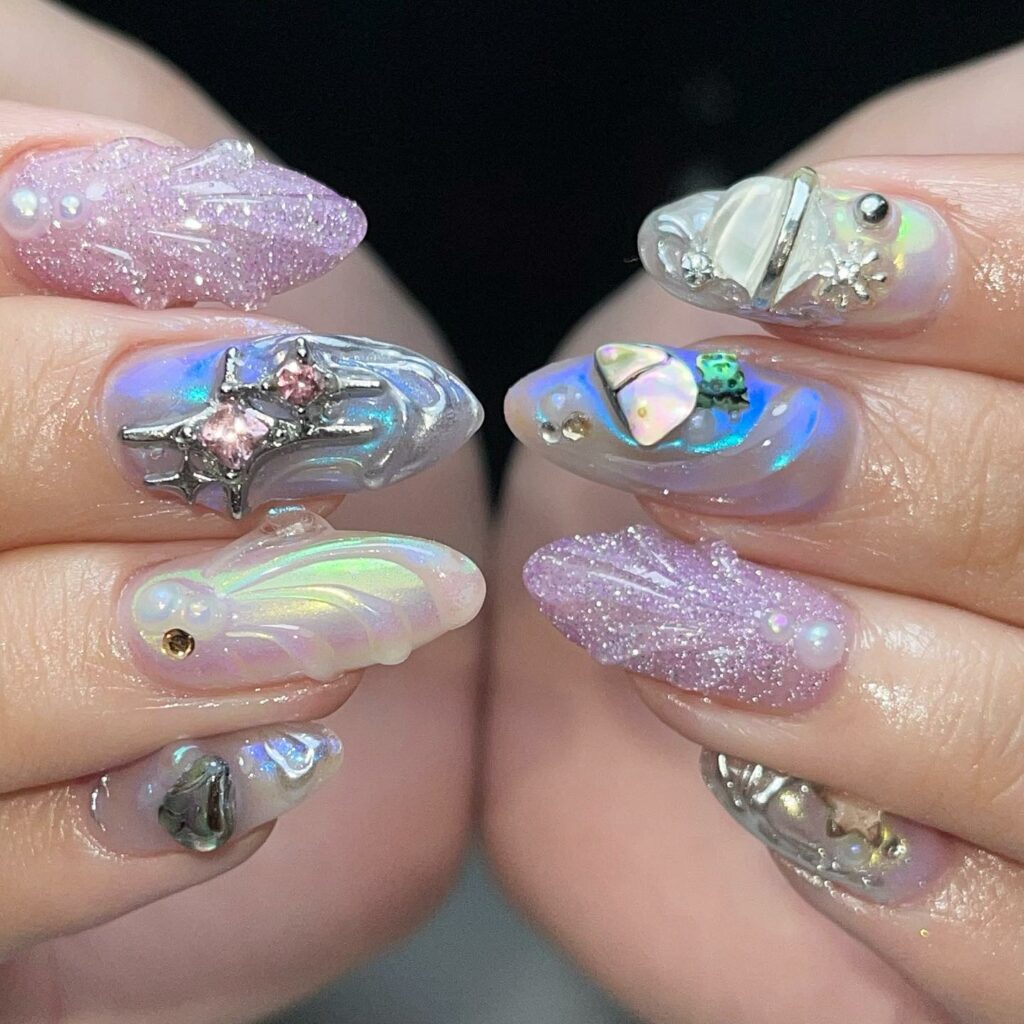17 Latest Mermaid Nail Designs You Need To Try In 2024! 11 Elevate Your Look with 3D Mermaid Nail Art