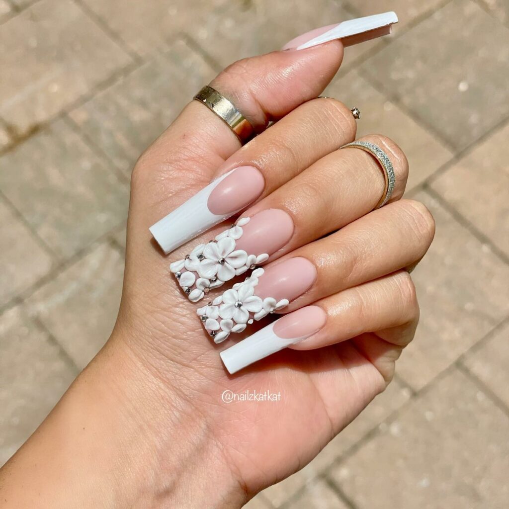 32 Latest Square French Nail Designs To Try In 2024! 32 3D Square French Nails