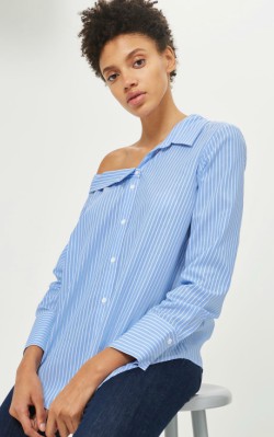12 Pieces for a Hepburn-inspired Wardrobe 4 gallery Aurdey Hepburn 12 Pieces for a Hepburn-inspired Wardrobe - Mango TALL Stripe Off Shoulder Shirt - $55.00