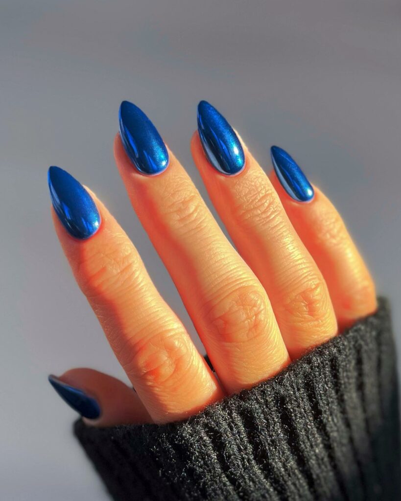 33 Latest Party Nail Ideas To Try In 2024! 42 Metallic Blue Party Nails
