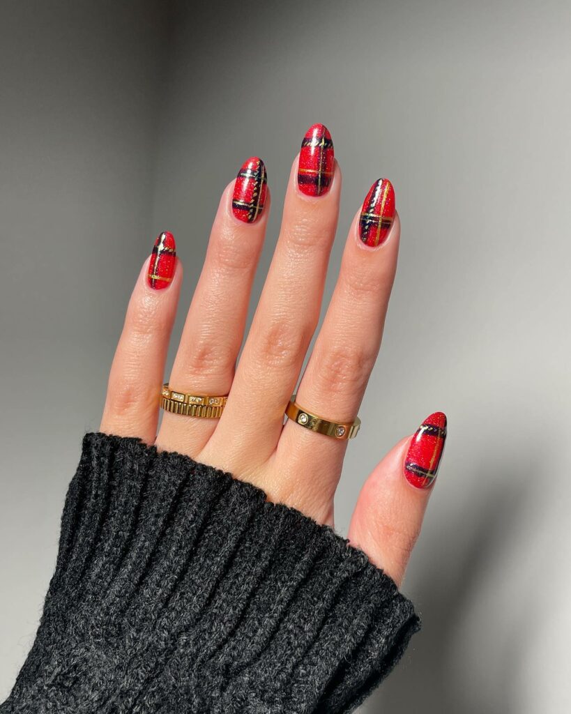 29 LATEST PLAID NAIL DESIGNS TO TRY IN 2024! 23 Red Plaid Nails For Holidays