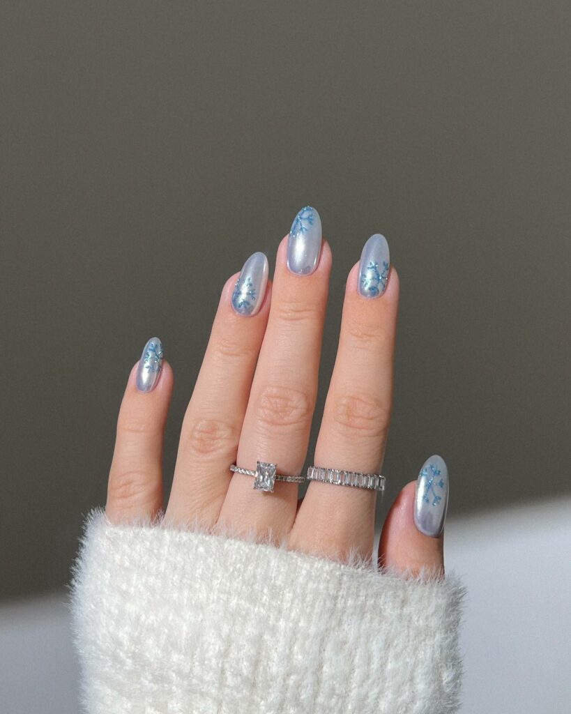 30 Latest Winter Nail Ideas To Try In 2024! 12 Silver Winter Nails