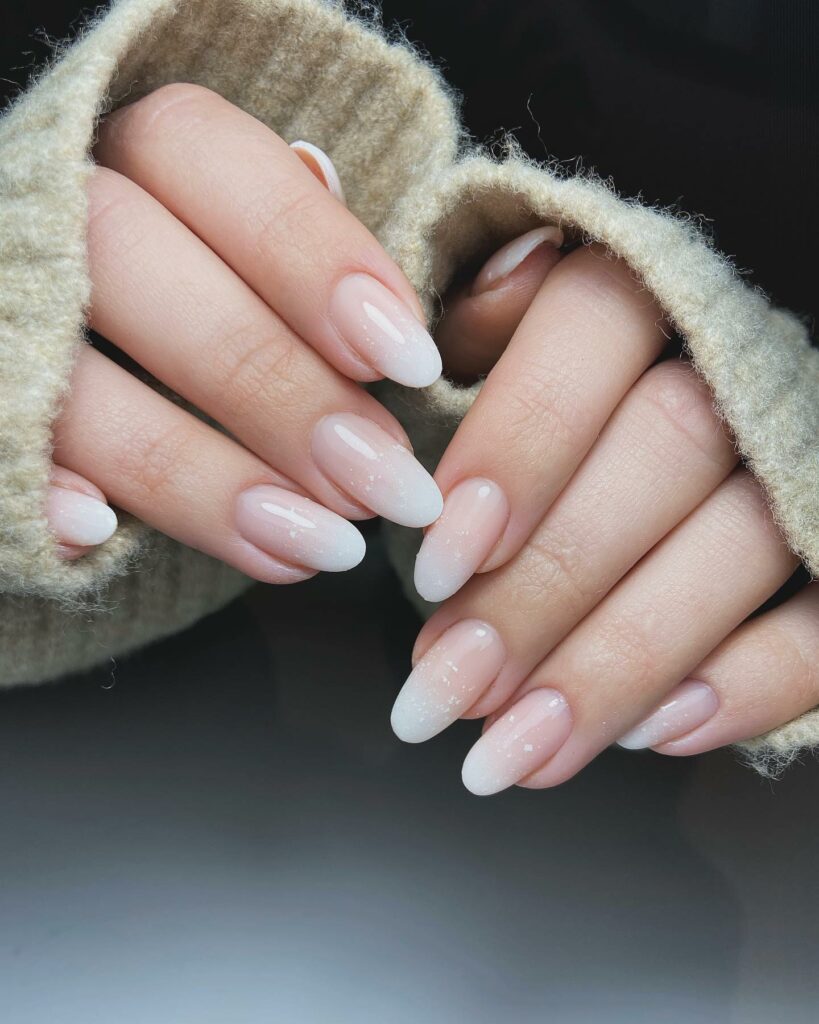 20 Latest Nude Ombre Nail Ideas To Try In 2024! 20 Nude And White Ombre Almond Nails