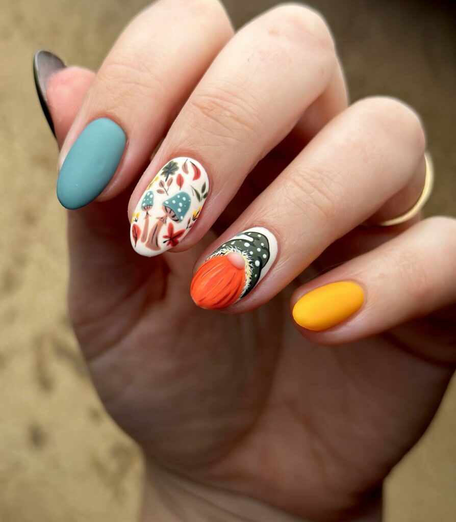 20 Latest Mushroom Nail Designs To Try In 2024! 23 Mushroom Nails With Botanical And 3D Drarf Design